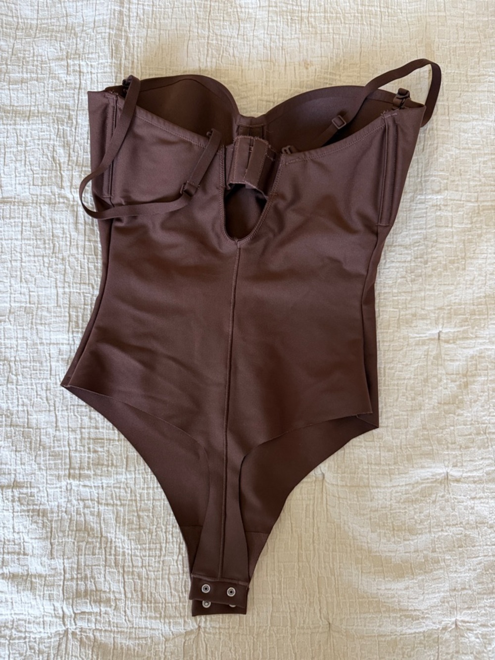 SKIMS Chocolate Brown Molded-Cup One-Piece Bodysuit - Picture 4 of 6